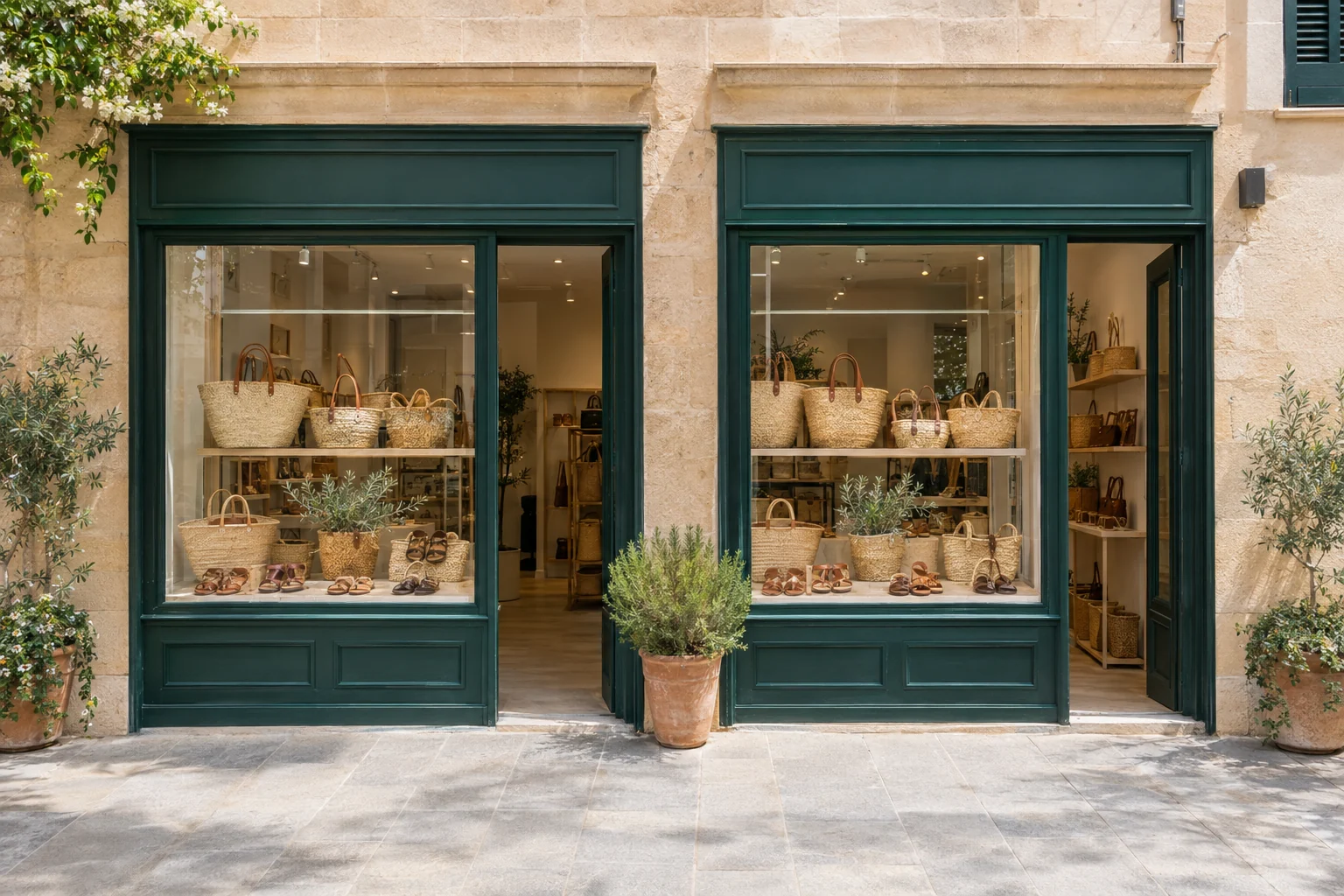 Dos tiendas contiguas en Alcúdia con escaparates casi idénticos de cestas y sandalias: qué es la competencia desleal