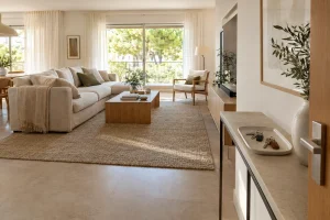 Salón de la vivienda de una pareja en Palma con dos juegos de llaves en la entrada: régimen económico matrimonial en España